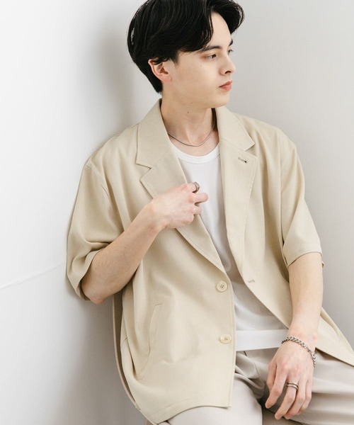 SENSE OF PLACE by URBAN RESEARCH(センスオブプレイスバイアーバンリサーチ)の「リネンライクテーラードショートスリーブジャケット(その他アウター・メンズ・ブラック/ブラウン/アイボリー・MEDIUM/LARGE)」の5枚目の写真