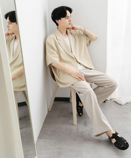 SENSE OF PLACE by URBAN RESEARCH(センスオブプレイスバイアーバンリサーチ)の「リネンライクテーラードショートスリーブジャケット(その他アウター・メンズ・ブラック/ブラウン/アイボリー・MEDIUM/LARGE)」の6枚目の写真