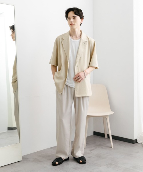 SENSE OF PLACE by URBAN RESEARCH(センスオブプレイスバイアーバンリサーチ)の「リネンライクテーラードショートスリーブジャケット(その他アウター・メンズ・ブラック/ブラウン/アイボリー・MEDIUM/LARGE)」の11枚目の写真