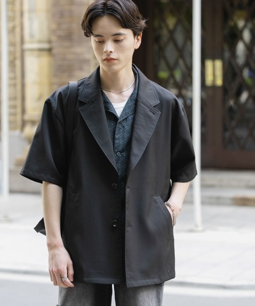 SENSE OF PLACE by URBAN RESEARCH(センスオブプレイスバイアーバンリサーチ)の「リネンライクテーラードショートスリーブジャケット(その他アウター・メンズ・ブラック/ブラウン/アイボリー・MEDIUM/LARGE)」の14枚目の写真