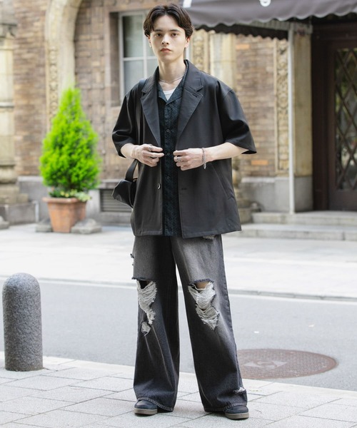 SENSE OF PLACE by URBAN RESEARCH(センスオブプレイスバイアーバンリサーチ)の「リネンライクテーラードショートスリーブジャケット(その他アウター・メンズ・ブラック/ブラウン/アイボリー・MEDIUM/LARGE)」の17枚目の写真