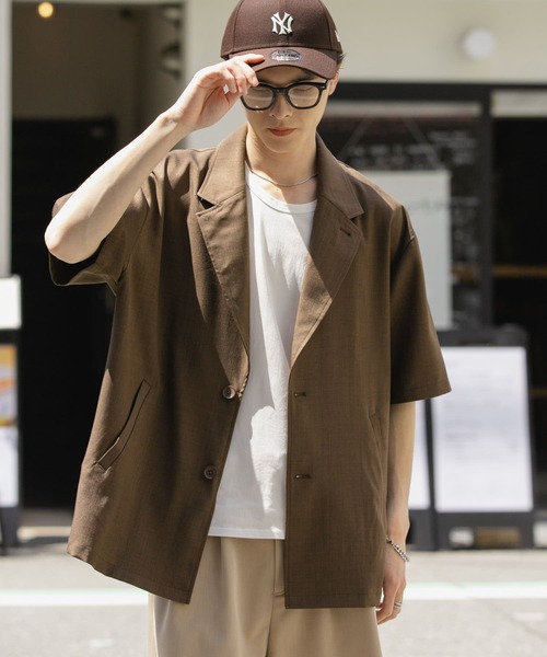 SENSE OF PLACE by URBAN RESEARCH(センスオブプレイスバイアーバンリサーチ)の「リネンライクテーラードショートスリーブジャケット(その他アウター・メンズ・ブラック/ブラウン/アイボリー・MEDIUM/LARGE)」の22枚目の写真