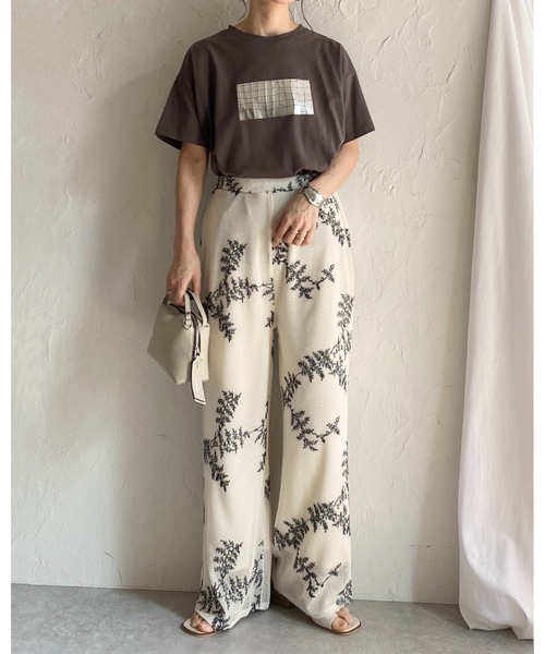 花柄ボタニカル刺繍メッシュシアーワイドパンツ（その他パンツ