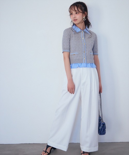 AND COUTURE(アンドクチュール)の「2タックワイドパンツ(その他パンツ・レディース・ピンク/オフホワイト/チャコールグレー・SMALL/MEDIUM)」の2枚目の写真