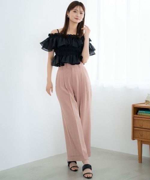 AND COUTURE(アンドクチュール)の「2タックワイドパンツ(その他パンツ・レディース・ピンク/オフホワイト/チャコールグレー・SMALL/MEDIUM)」の10枚目の写真