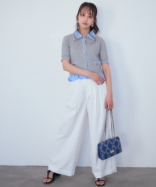AND COUTURE(アンドクチュール)の「2タックワイドパンツ(その他パンツ・レディース・ピンク/オフホワイト/チャコールグレー・SMALL/MEDIUM)」の16枚目の写真