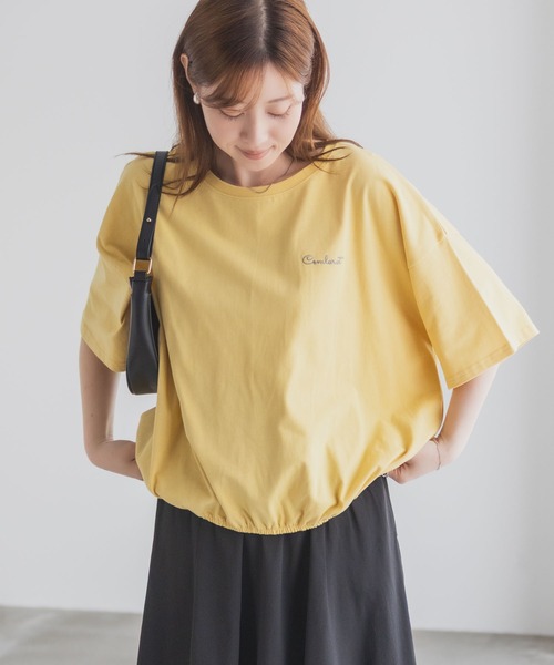 NAVY(ネイビー)の「nAvy 裾ゴムバルーンTシャツ 【ワンポイント刺繍】(Tシャツ/カットソー・レディース・イエロー/グリーン/オフホワイト/チャコールグレー・M/L)」の4枚目の写真