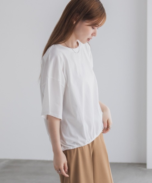 NAVY(ネイビー)の「nAvy 裾ゴムバルーンTシャツ 【ワンポイント刺繍】(Tシャツ/カットソー・レディース・イエロー/グリーン/オフホワイト/チャコールグレー・M/L)」の7枚目の写真