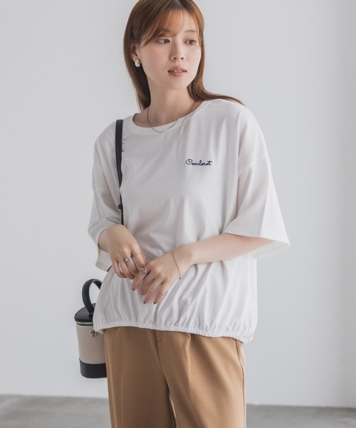 NAVY(ネイビー)の「nAvy 裾ゴムバルーンTシャツ 【ワンポイント刺繍】(Tシャツ/カットソー・レディース・イエロー/グリーン/オフホワイト/チャコールグレー・M/L)」の9枚目の写真