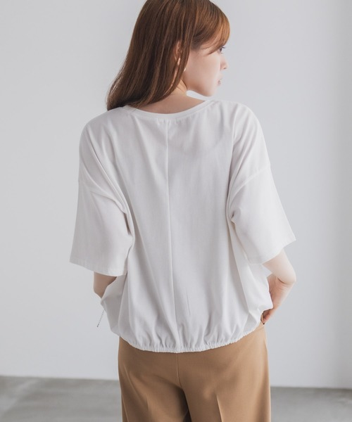 NAVY(ネイビー)の「nAvy 裾ゴムバルーンTシャツ 【ワンポイント刺繍】(Tシャツ/カットソー・レディース・イエロー/グリーン/オフホワイト/チャコールグレー・M/L)」の8枚目の写真