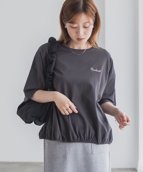 NAVY(ネイビー)の「nAvy 裾ゴムバルーンTシャツ 【ワンポイント刺繍】(Tシャツ/カットソー・レディース・イエロー/グリーン/オフホワイト/チャコールグレー・M/L)」の12枚目の写真