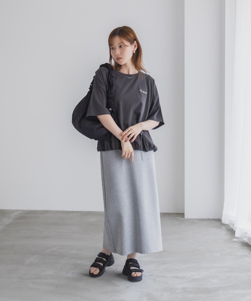 NAVY(ネイビー)の「nAvy 裾ゴムバルーンTシャツ 【ワンポイント刺繍】(Tシャツ/カットソー・レディース・イエロー/グリーン/オフホワイト/チャコールグレー・M/L)」の14枚目の写真