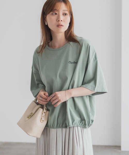 NAVY(ネイビー)の「nAvy 裾ゴムバルーンTシャツ 【ワンポイント刺繍】(Tシャツ/カットソー・レディース・イエロー/グリーン/オフホワイト/チャコールグレー・M/L)」の16枚目の写真