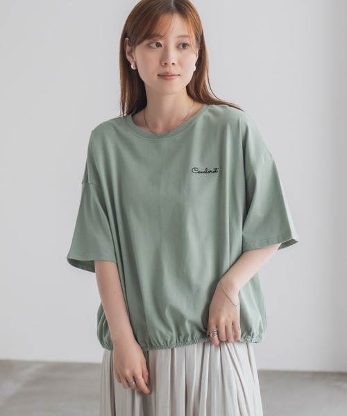 NAVY(ネイビー)の「nAvy 裾ゴムバルーンTシャツ 【ワンポイント刺繍】(Tシャツ/カットソー・レディース・イエロー/グリーン/オフホワイト/チャコールグレー・M/L)」の17枚目の写真