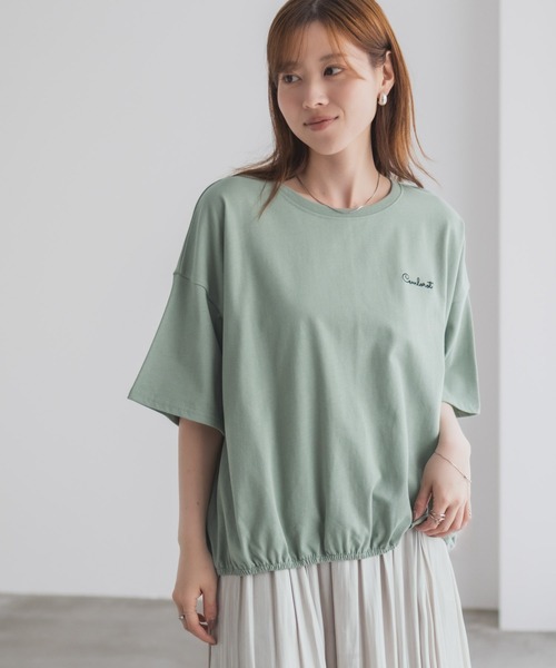 NAVY(ネイビー)の「nAvy 裾ゴムバルーンTシャツ 【ワンポイント刺繍】(Tシャツ/カットソー・レディース・イエロー/グリーン/オフホワイト/チャコールグレー・M/L)」の18枚目の写真
