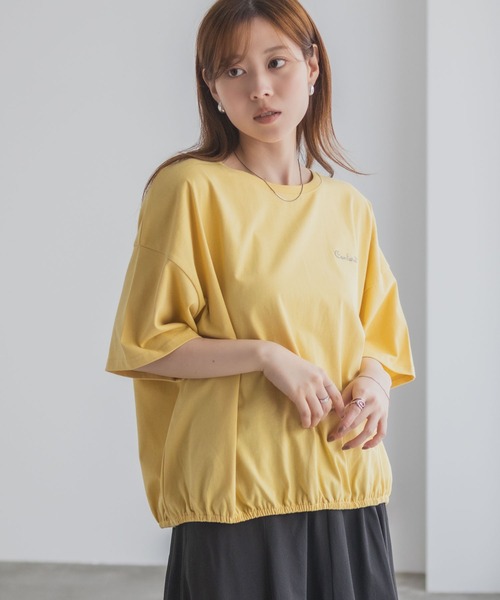 NAVY(ネイビー)の「nAvy 裾ゴムバルーンTシャツ 【ワンポイント刺繍】(Tシャツ/カットソー・レディース・イエロー/グリーン/オフホワイト/チャコールグレー・M/L)」の21枚目の写真