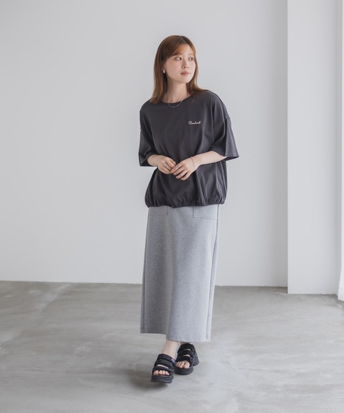 NAVY(ネイビー)の「nAvy 裾ゴムバルーンTシャツ 【ワンポイント刺繍】(Tシャツ/カットソー・レディース・イエロー/グリーン/オフホワイト/チャコールグレー・M/L)」の15枚目の写真
