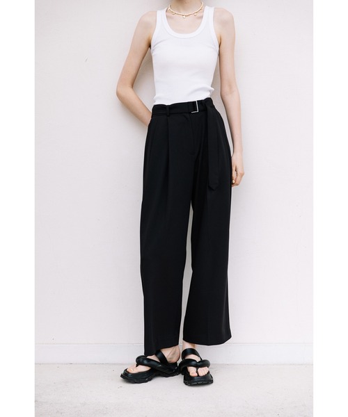 WCJ(ダブルシージェイ)の「【速乾】ベルト付きツータックパンツ(その他パンツ・レディース・アイボリー/サックスブルー/ブラック/ブラウン・FREE)」の6枚目の写真