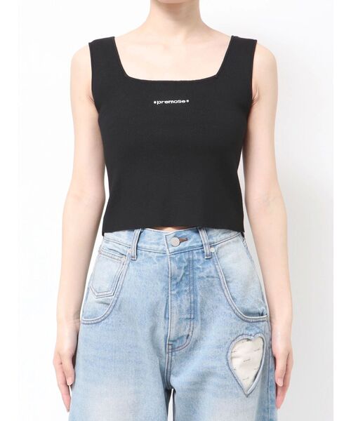 EMODA（エモダ）の「ストーンロゴニットタンクトップ（Tシャツ/カットソー・レディース・レッド/ホワイト/ブラック/グレー・FREE）」の8枚目の写真