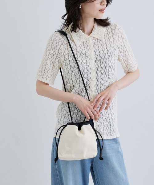 GALLEST（ギャレスト）の「キャンバス巾着ショルダー（ショルダーバッグ・レディース・ベージュ/ブラック・00）」の12枚目の写真