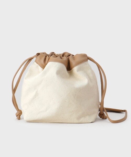 GALLEST（ギャレスト）の「キャンバス巾着ショルダー（ショルダーバッグ・レディース・ベージュ/ブラック・00）」の3枚目の写真