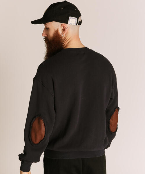 schott(ショット)の「Schott/ショット/LEATHER ELBOW PATCH SWEAT/レザー エルボーパッチ スウェット(スウェット・メンズ・ネイビー/ブラック・M/L/XL/2XL)」の6枚目の写真