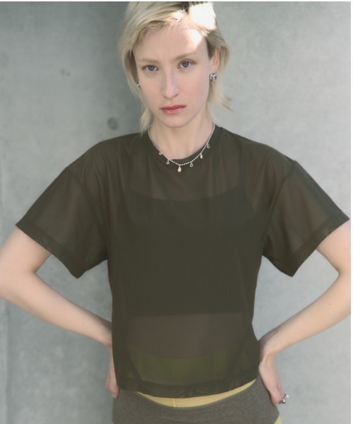 Muel Chic(ミュエルシック)の「Luxe tulle CS リュクスチュールカットソー(Tシャツ/カットソー・レディース・ホワイト/ブラック/グレー/オリーブ・FREE)」の5枚目の写真