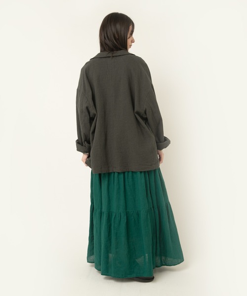 RNA-N（アールエヌエーエヌ）の「G1091 リネンロングティアードスカート（スカート・レディース・ブラック/グリーン・SMALL/MEDIUM）」の9枚目の写真