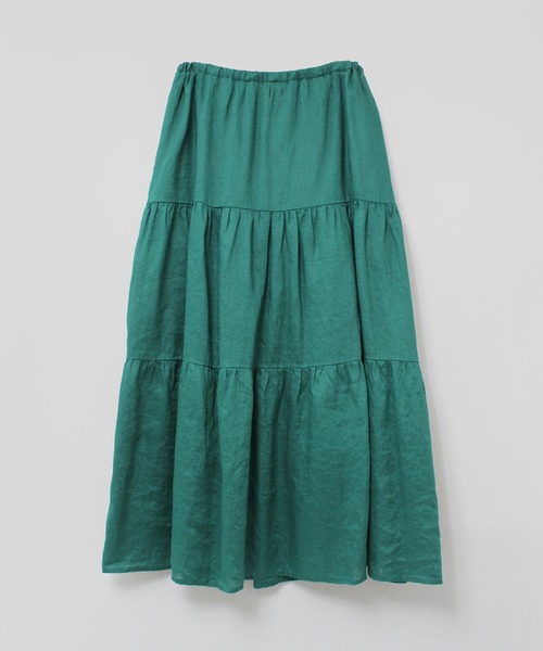 RNA-N（アールエヌエーエヌ）の「G1091 リネンロングティアードスカート（スカート・レディース・ブラック/グリーン・SMALL/MEDIUM）」の3枚目の写真