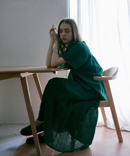 RNA-N（アールエヌエーエヌ）の「G1091 リネンロングティアードスカート（スカート・レディース・ブラック/グリーン・SMALL/MEDIUM）」の18枚目の写真