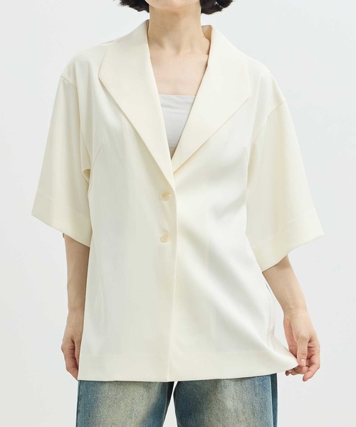 louren double satin half jacket ブラック double satin half jacket – louren store