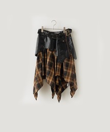 Chick | Leather layered check skirt / レザーレイヤード チェックスカート(スカート)