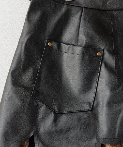 Chick(チック)の「Leather layered check skirt / レザーレイヤード チェックスカート(スカート・レディース・ブラウン・FREE)」の8枚目の写真