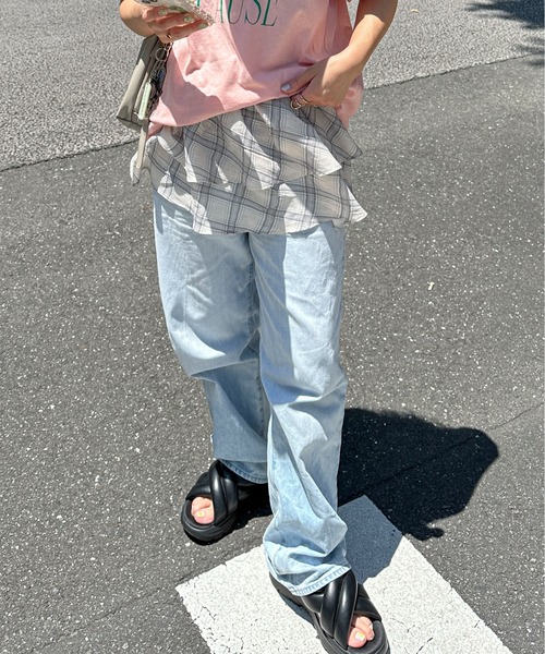 PILIT(ピリット)の「チェックフリルラップベルト(スカート・レディース・ピンク/アイボリー・MEDIUM)」の12枚目の写真