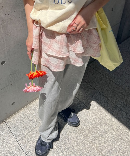PILIT(ピリット)の「チェックフリルラップベルト(スカート・レディース・ピンク/アイボリー・MEDIUM)」の7枚目の写真