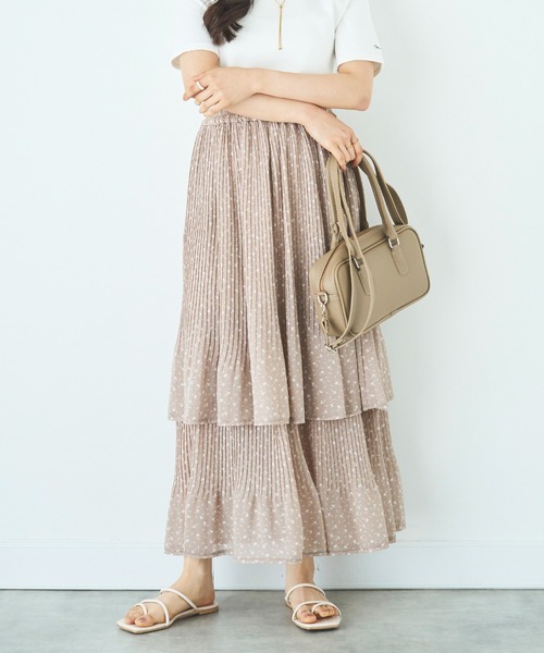 mil(ミル)の「2段プリーツ ティアードスカート(スカート・レディース・ブラック/モカ/ベージュ・S/XS)」の2枚目の写真