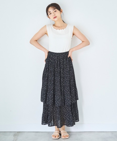 mil(ミル)の「2段プリーツ ティアードスカート(スカート・レディース・ブラック/モカ/ベージュ・S/XS)」の12枚目の写真