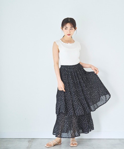 mil(ミル)の「2段プリーツ ティアードスカート(スカート・レディース・ブラック/モカ/ベージュ・S/XS)」の4枚目の写真