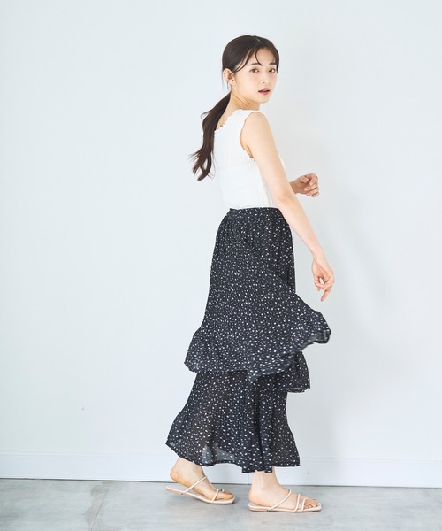 mil(ミル)の「2段プリーツ ティアードスカート(スカート・レディース・ブラック/モカ/ベージュ・S/XS)」の5枚目の写真