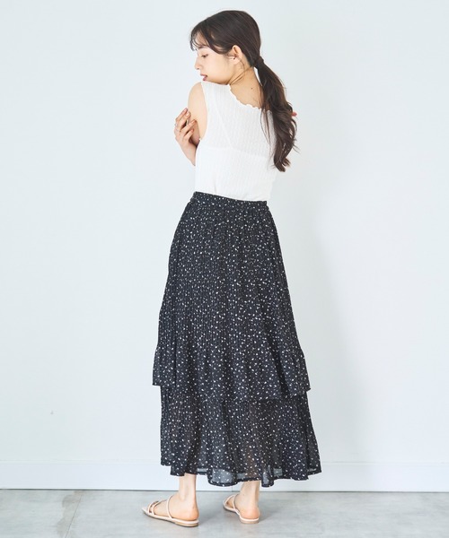 mil(ミル)の「2段プリーツ ティアードスカート(スカート・レディース・ブラック/モカ/ベージュ・S/XS)」の8枚目の写真