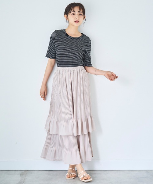 mil(ミル)の「2段プリーツ ティアードスカート(スカート・レディース・ブラック/モカ/ベージュ・S/XS)」の11枚目の写真