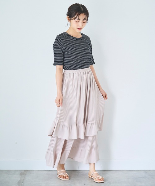 mil(ミル)の「2段プリーツ ティアードスカート(スカート・レディース・ブラック/モカ/ベージュ・S/XS)」の13枚目の写真