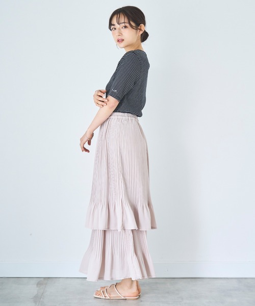 mil(ミル)の「2段プリーツ ティアードスカート(スカート・レディース・ブラック/モカ/ベージュ・S/XS)」の14枚目の写真