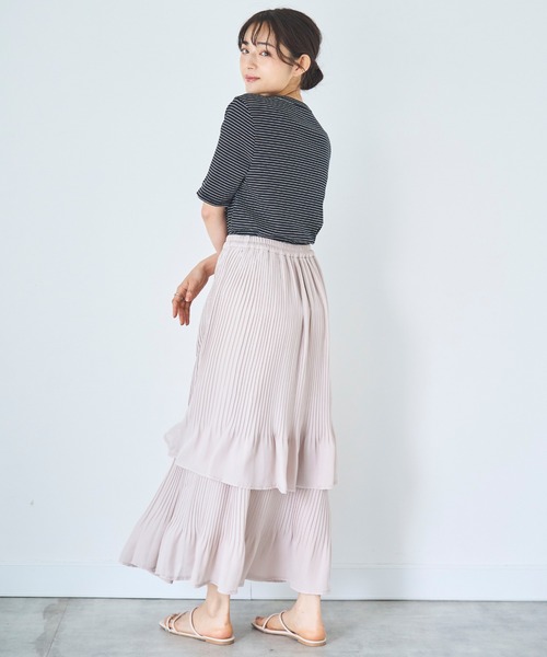 mil(ミル)の「2段プリーツ ティアードスカート(スカート・レディース・ブラック/モカ/ベージュ・S/XS)」の15枚目の写真