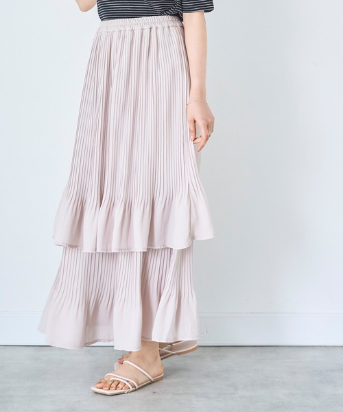 mil(ミル)の「2段プリーツ ティアードスカート(スカート・レディース・ブラック/モカ/ベージュ・S/XS)」の16枚目の写真
