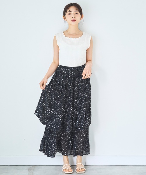 mil(ミル)の「2段プリーツ ティアードスカート(スカート・レディース・ブラック/モカ/ベージュ・S/XS)」の7枚目の写真