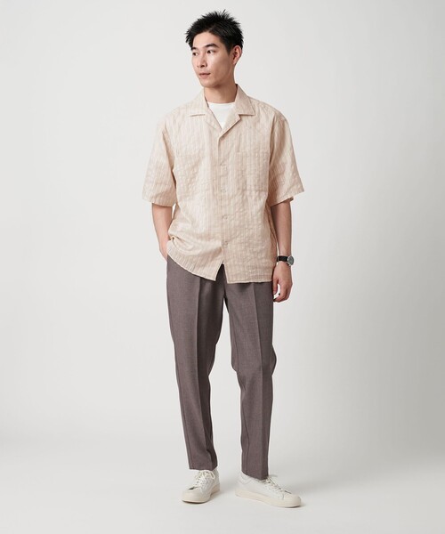green label relaxing（グリーンレーベルリラクシング）の「ドビー レノ オープンカラーシャツ（シャツ/ブラウス・メンズ・ナチュラル/ブラック/ブラウン系・L/S/M/XL）」の14枚目の写真