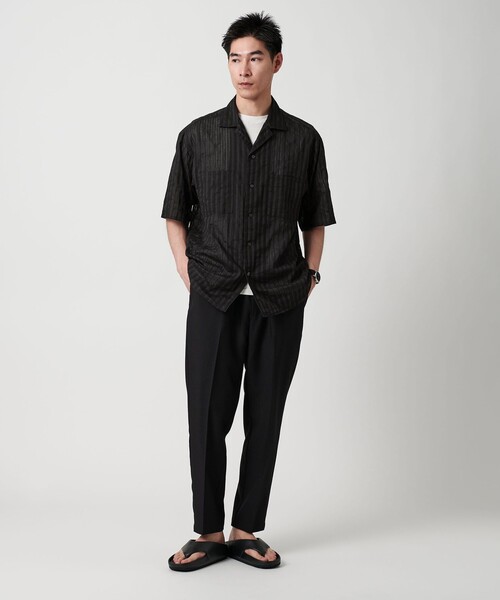 green label relaxing（グリーンレーベルリラクシング）の「ドビー レノ オープンカラーシャツ（シャツ/ブラウス・メンズ・ナチュラル/ブラック/ブラウン系・L/S/M/XL）」の13枚目の写真