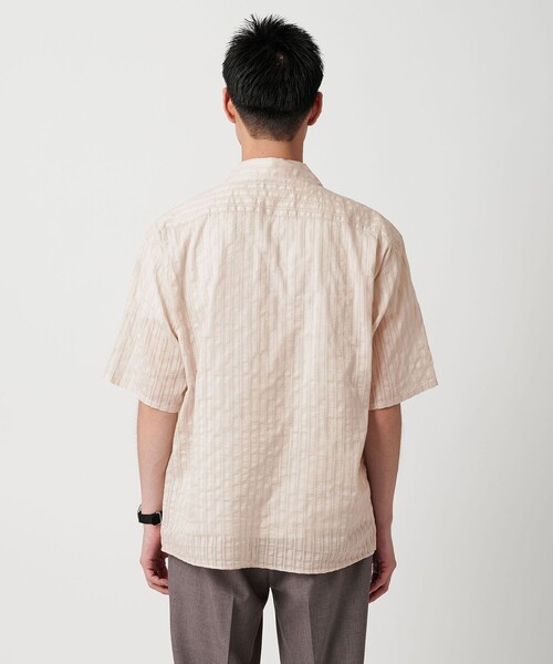 green label relaxing（グリーンレーベルリラクシング）の「ドビー レノ オープンカラーシャツ（シャツ/ブラウス・メンズ・ナチュラル/ブラック/ブラウン系・L/S/M/XL）」の9枚目の写真