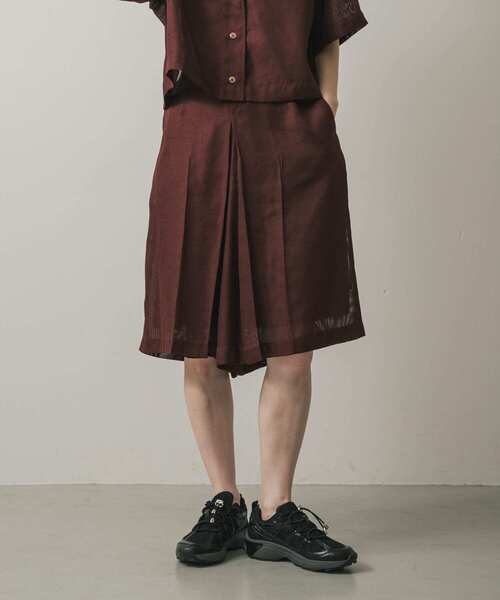 SENSE OF PLACE by URBAN RESEARCH(センスオブプレイスバイアーバンリサーチ)の「リネンライクメッシュバミューダ(その他パンツ・レディース・アイボリー/ブラック/ブラウン・SMALL/MEDIUM)」の1枚目の写真